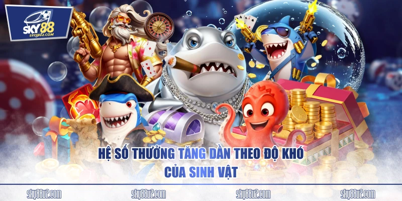 Hệ số thưởng tăng dần theo độ khó của sinh vật